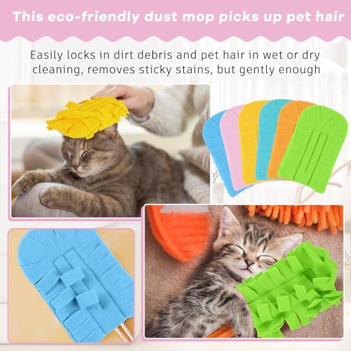 Image of Zubebe 12 Pcs Reusable Duster Refills Fleece,Candy Color | Soft Polyester Fiber Flat Duster Refill Multi Surface Washable Cleaning Pad Tools for Home, Blinds, Car, Pet, Furniture, Fans