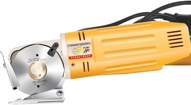 YUEWO Electric Fabric Cutter Electric Cloth Textile Cutter Fabric Cutting Machine 2.75inch Blade W/0.98inch Max Cutting Thickness Ideal for Textile/Leather/Paper Cutting Yellow