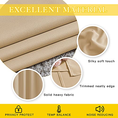 NICETOWN Room Darkening Extra Wide Curtain 102 inch Length, Grommet Thermal Curtain Voice Reducing Window Treatment for Sliding Glass Door/Bedroom, Biscotti Beige, W80 x L102, 1 Panel