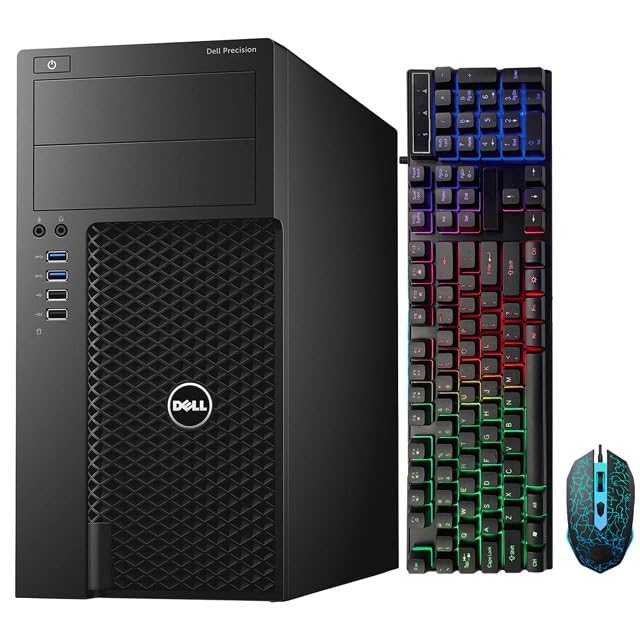 Dell Precision Gaming Desktop PC Tower Computer – Intel Core i5-6500 6th Gen – 16GB RAM – 256GB SSD – 1TB HDD – GeForce GT 1030 – RGB Keyboard & Mouse – Windows 11 Pro (Renewed)