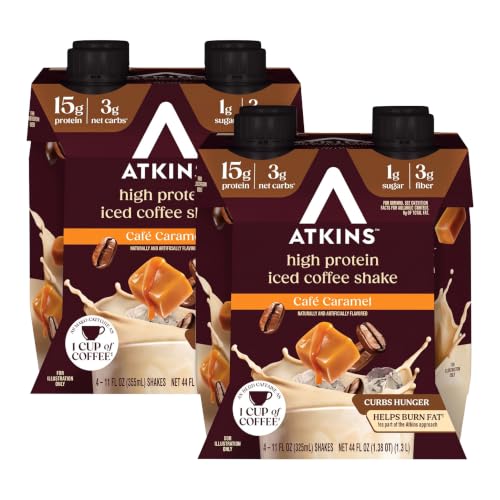 Atkins Protein Shake, Caramel Iced Coffee, 15g Protein | Low Glycemic | 3g Net Carb | 1g Sugar | Pack of 2 - image 1