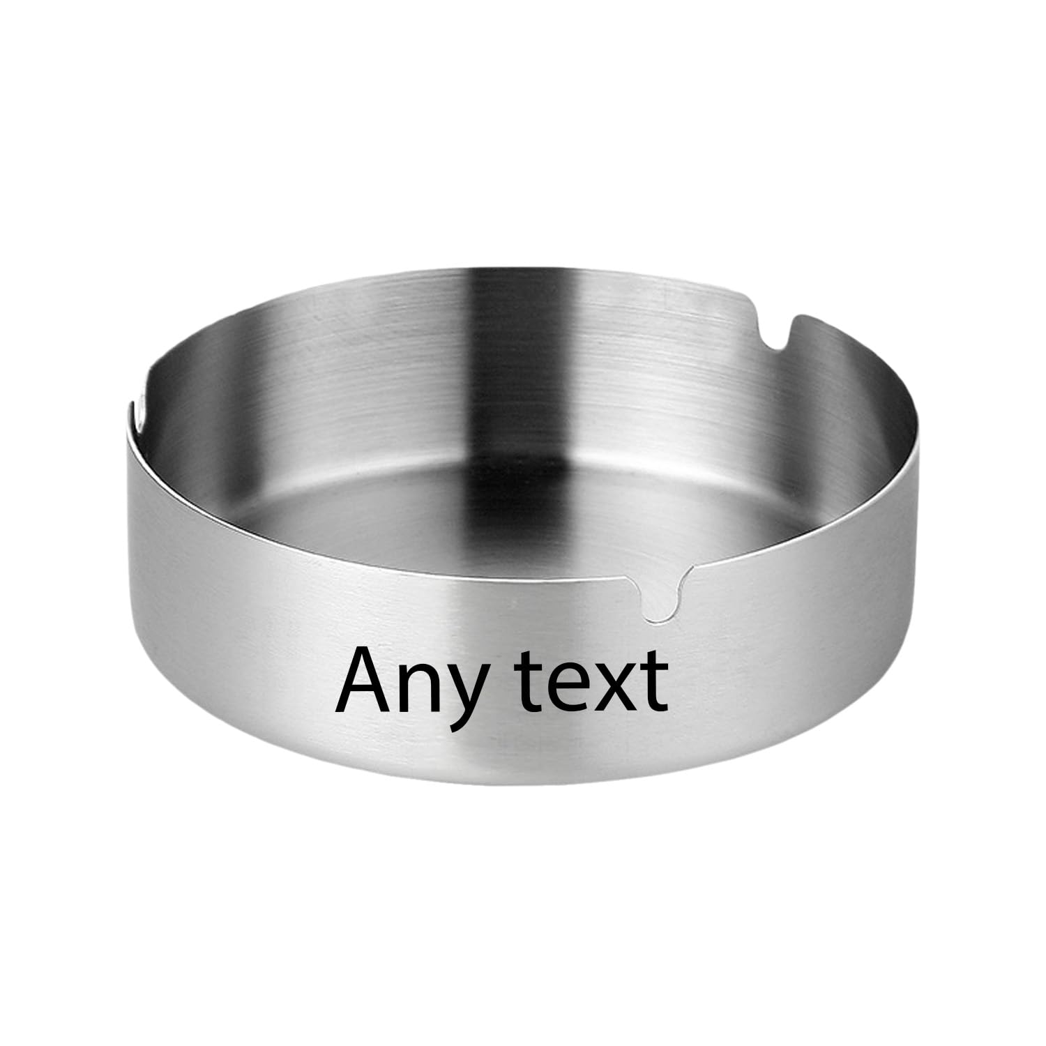 JOUWUI Personalised Round Stainless Steel Ashtray, 10 cm x 3 cm, Laser Engraving, Indoor Outdoor Use (2)