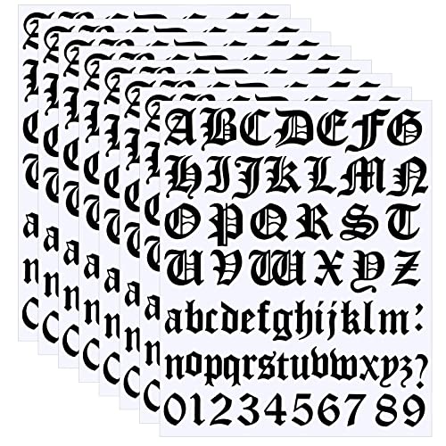 Image of Teling 8 Sheets Letter Stickers Vinyl Old English Alphabet Number Stickers Self Adhesive Stick on Letters for Back to School Scrapbooking DIY Art Business Mailboxes Address Craft(1 Inch,Black)