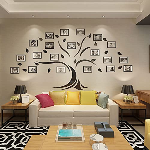 Vaabee Family Tree Wall Decor Acrylic 3D Diy Mirror Stickers Picture Frame Collage Home Decoations For Living Room Bedroom Large 80X40 Inch #TOP1