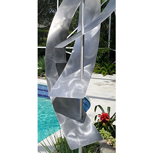 Statements2000 94-Inch Large Abstract Indoor Outdoor Garden Decor, Metal Yard Sculpture, Silver Maritime Massive By Jon Allen Metal Art #TOP3