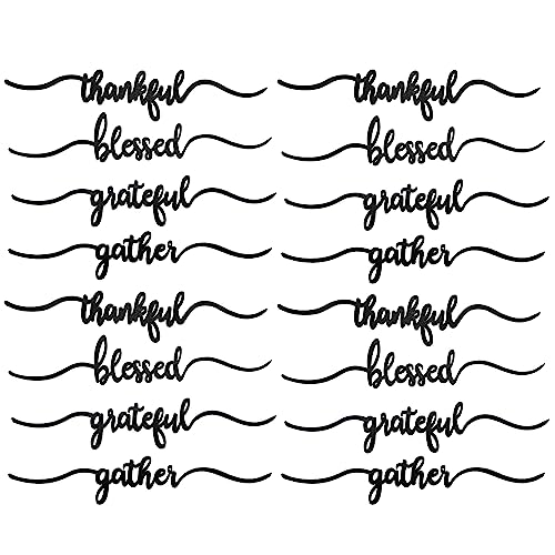 Jetec 16 Pieces Thanksgiving Wood Cutouts Sign for Table Decor,