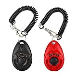 LaZimnInc Dog Training Clicker with Wrist Strap - Pet Training Clicker Set, 2-Pack(Red + Black)
