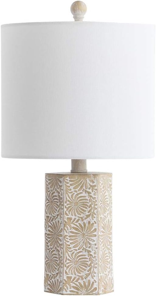 SAFAVIEH Lighting Collection Eliseo Beige 19-inch Bedroom Living Room Home Office Desk Nightstand Table Lamp (LED Bulb Included)
