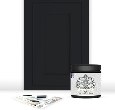 ALL-IN-ONE Paint by Heirloom Traditions, Iron Gate Black, 8oz Sample - Durable cabinet and furniture paint. Built in primer and top coat, no sanding needed. Includes our 30 featured color card.