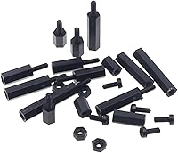 Vista 5 de M2 Nylon Hex Macho-Hembra Separadores Separadores Tornillo Tuerca Surtido Kit (Negro)