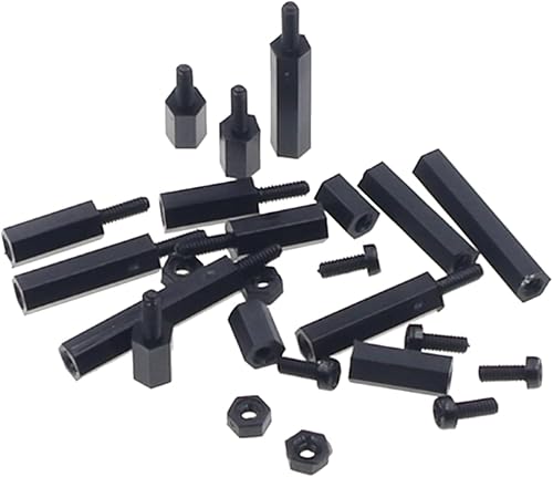 Miniatura 5 de M2 Nylon Hex Macho-Hembra Separadores Separadores Tornillo Tuerca Surtido Kit (Negro)
