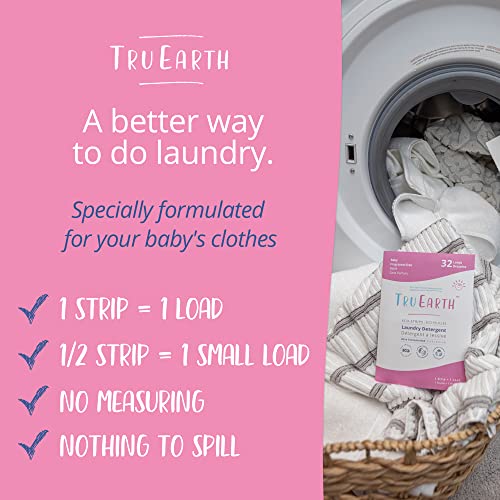 Tru Earth Hypoallergenic, Readily Biodegradable Laundry Detergent Sheets/Eco-Strips For Sensitive Skin, 384 Count (Up To 768 Loads) - Baby - Fragrance Free Scent #TOP1