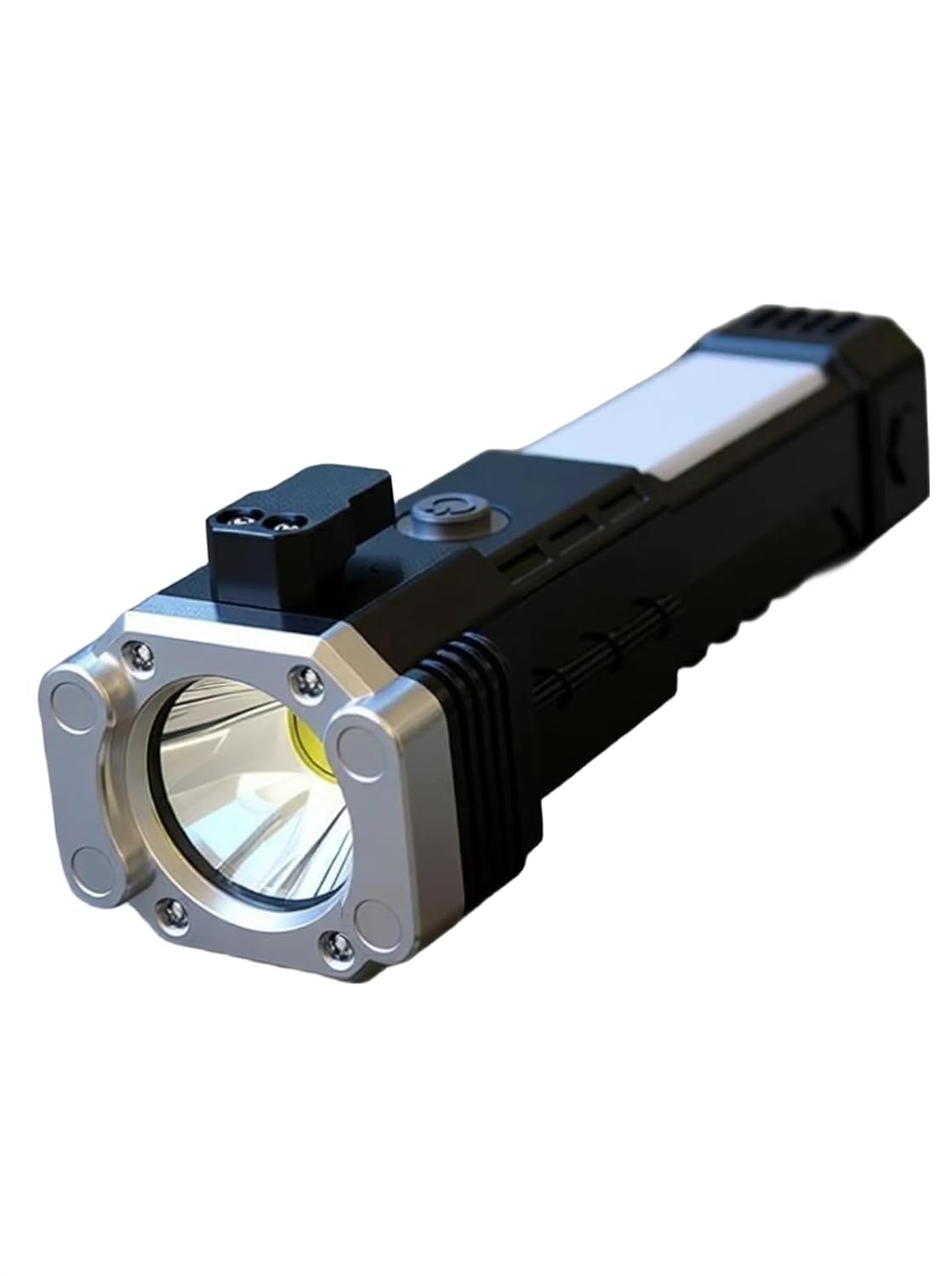 3W, Rechargeable LED Torch Light Flashlight with Long Distance Beam Range Car Rescue Torch with Hammer Window Glass and Seat Belt Cutter Built Emergency Tourch for Home Car & Outdoor Use-picture-35