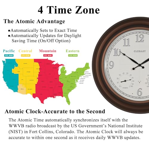 CLXEAST 24" Illuminated Outdoor Atomic Analog Clocks Waterproof by CLXEAST - Used condition - Image 2