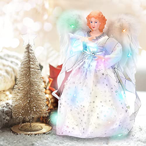 Angel Christmas Tree Topper,Adorable Led Lighted Xmas Angels Trees Toppers With Wings For Gift Holiday Decorations,Silver,Wokeise #TOP5