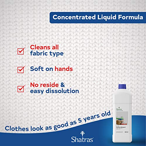 Image of Shatras Liquid Detergent 500 ml | Laundry Liquid for Fabric Care | Suitable for Top-Load and Front Load Machine and Hand Wash | Concentrated Laundry Detergent (500 ml)