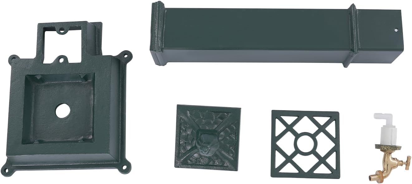 Cast Iron Outdoor Water Column with Faucet, Freestanding Retro Column Garden Water Faucet for Garden Farm Backyard