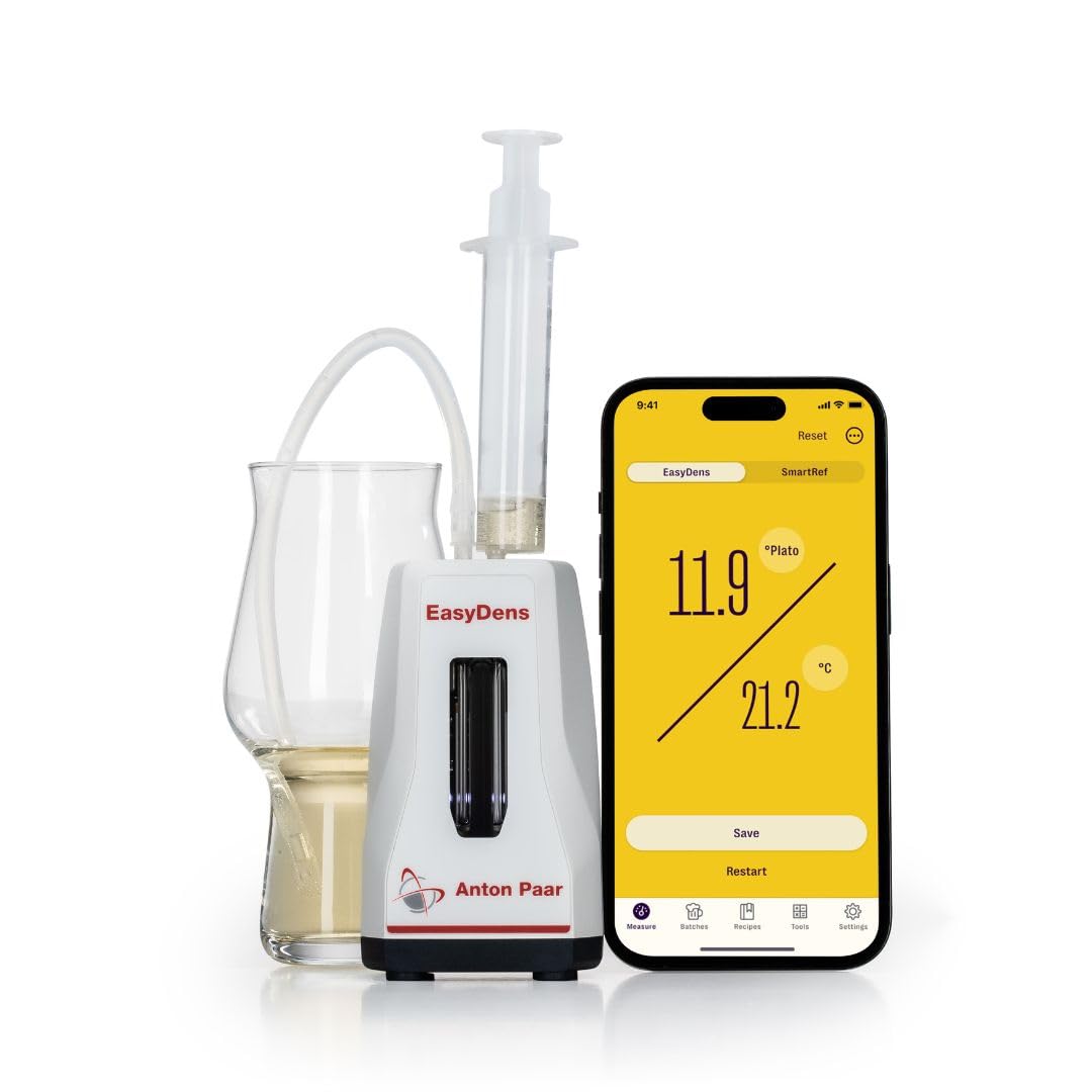 EasyDens Densimetro digitale Anton Paar – Bluetooth per misura precisa di alcol, zucchero ed estratto | Test rapido di gradazione alcolica (ABV) per birra, vino, kombucha e distillati artigianali.