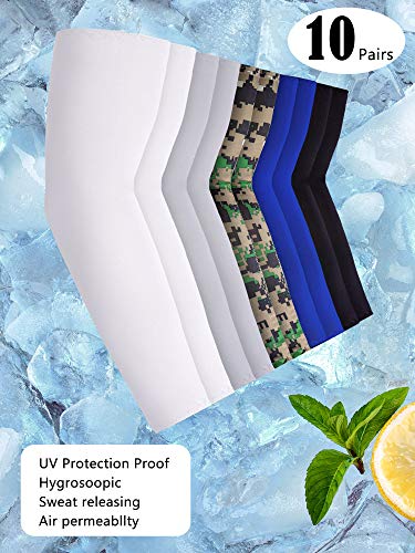 Boao 10 Pairs UV Sun Protection Arm Sleeves for Men Women to Cover Arms Cooling Ice Silk Breathable Compression Sleeves for Men Outside Golf Sports Work4
