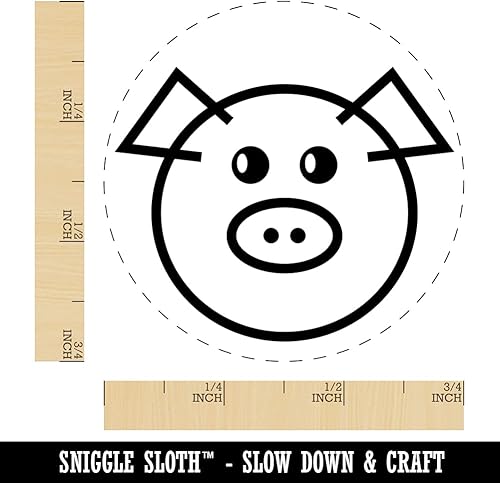 Miniatura 9 de Sello de goma autoentintado con cara de cerdo lindo para estampar tinta, planificadores de manualidades, mini de 12 pulgada, tinta rosa