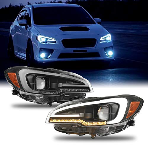 For 2015-2021 WRX WRX STI C-Shape LED DRL + LED Sequential Signal Black Projector Headlight