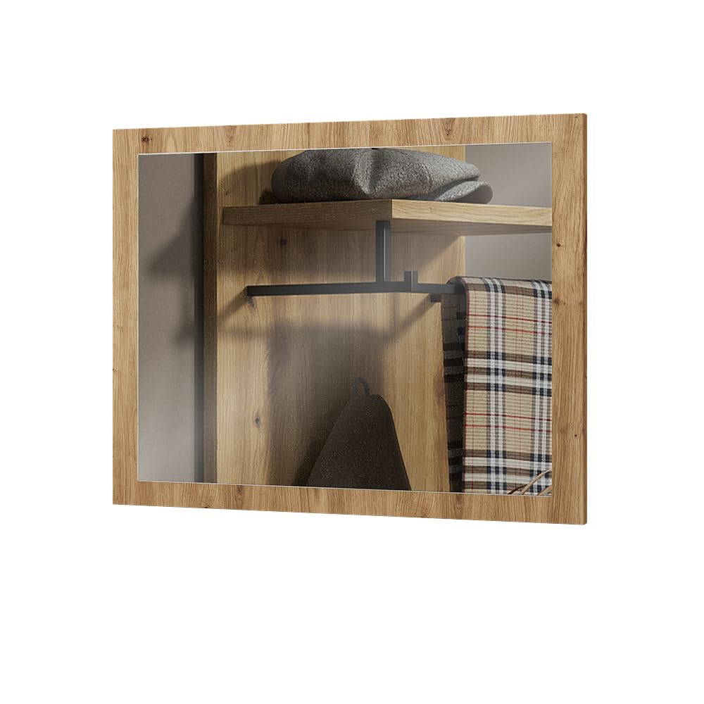 Vicco Espejo de Pared Selena, Roble Artesanal, 70 x 55 cm | apto para montaje en pared para una instalación que ahorra espacio