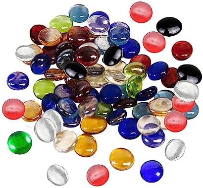 ARSUK Flat Glass Marbles Decorative Pebbles Mosaic Beads Gems Vase Fillers Floral Stones Aquarium Decor (1 LB, Mixed Pebbles)