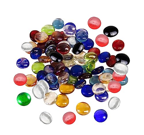 Arsuk Flat Glass Marbles Decorative Pebbles Mosaic Beads Gems Vase Fillers Floral Stones Aquarium Decor (1 Lb, Mixed Pebbles) #TOP2