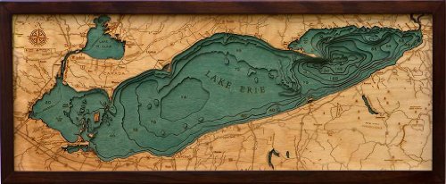 WOODCHART Lake Erie 3-D Nautical 13.5" x 31"