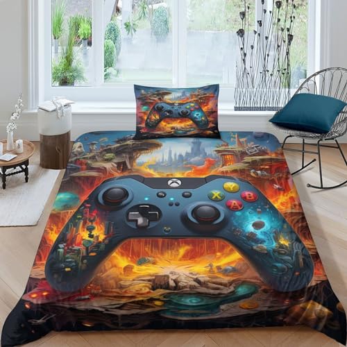 Funda nórdica de volcán 3D 135x200cm con funda de almohada 2