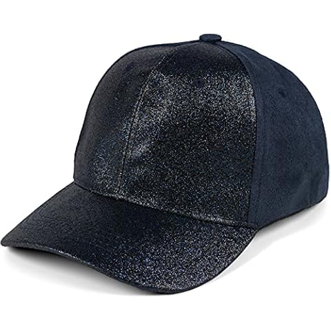 styleBREAKER Gorra de 6 Paneles con Lentejuelas y Ante, Gorra de béisbol Ajustable Azul Oscuro Cover