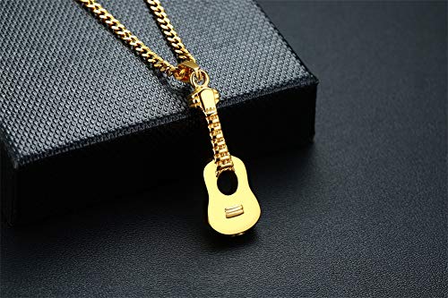HUANIAN Stainless Steel The Guitar Urn Necklace for Keepsake Memorial Cremation Jewelry,Unisex,19.6" Chain4