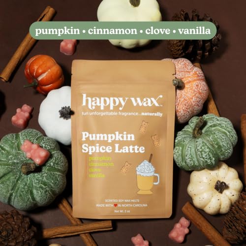 Image of Happy Wax Cinnamon Collection: Natural, Non-Toxic Scented Soy Wax Melts - Total 6oz Variety Pack: Cinnamon Sticks, Pumpkin Spice Latte, Cinnamon Chai