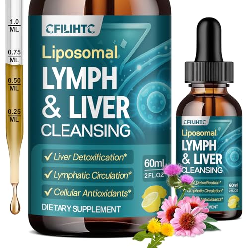 Liposomal Lymphatic Drainage Drops - 21 in 1 Liver Cleanse Detox & Repair with Milk Thistle Echinacea Burdock Root Liposomal Glutathione Vitamin Complex Lymph-Liver Gut & Metabolic Health