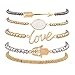 Lux Accessories LOVE HAMSA ARROW Beaded Arm Candy Friendship Rhinestone Stretch Bracelet Set