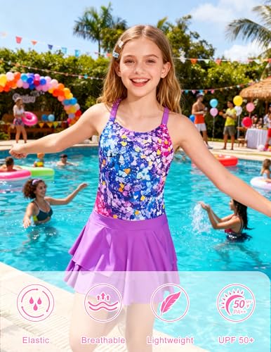 Image of ALISISTER Girls Tankini Swimsuit Two Piece Bathing Suits Summer Beach Swimwear with Shorts for 7-12 Years