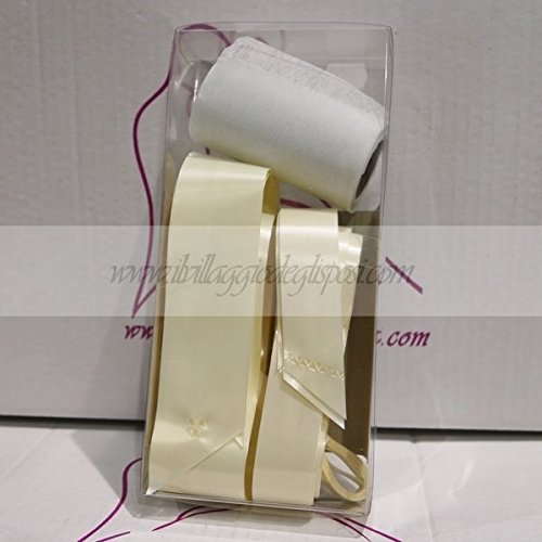 Kit per Auto con coccarde Avorio e Nastro Bianco