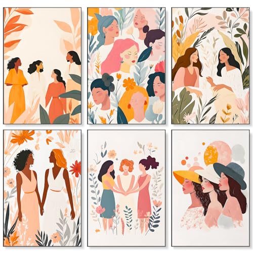 Image of 6 Pack Paint by Numbers Kit for Adults Beginner, Women Adult Paint by Number Kits on Canvas Without Frame, Women Power DIY Acrylic Oil Painting by Numbers Kits, Perfect for Home Decor 8x12 Inch