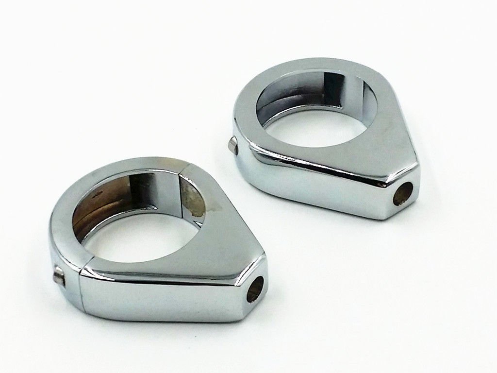 41mm Motorcycle Fork Turn Signal Relocation Relocator Bracket Clamps Mount For Harley Dyna XL Honda Kawasaki Suzuki Yamaha Cruiser Chopper (41mm, Chrome)