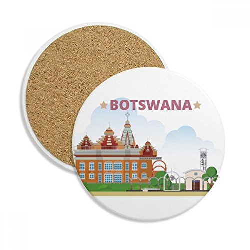 DIYthinker Ville Bâtiment Botswana Pierre Boisson Céramique sous-Verres pour la Tasse Coupe 2pcs Cadeaux Multicolor