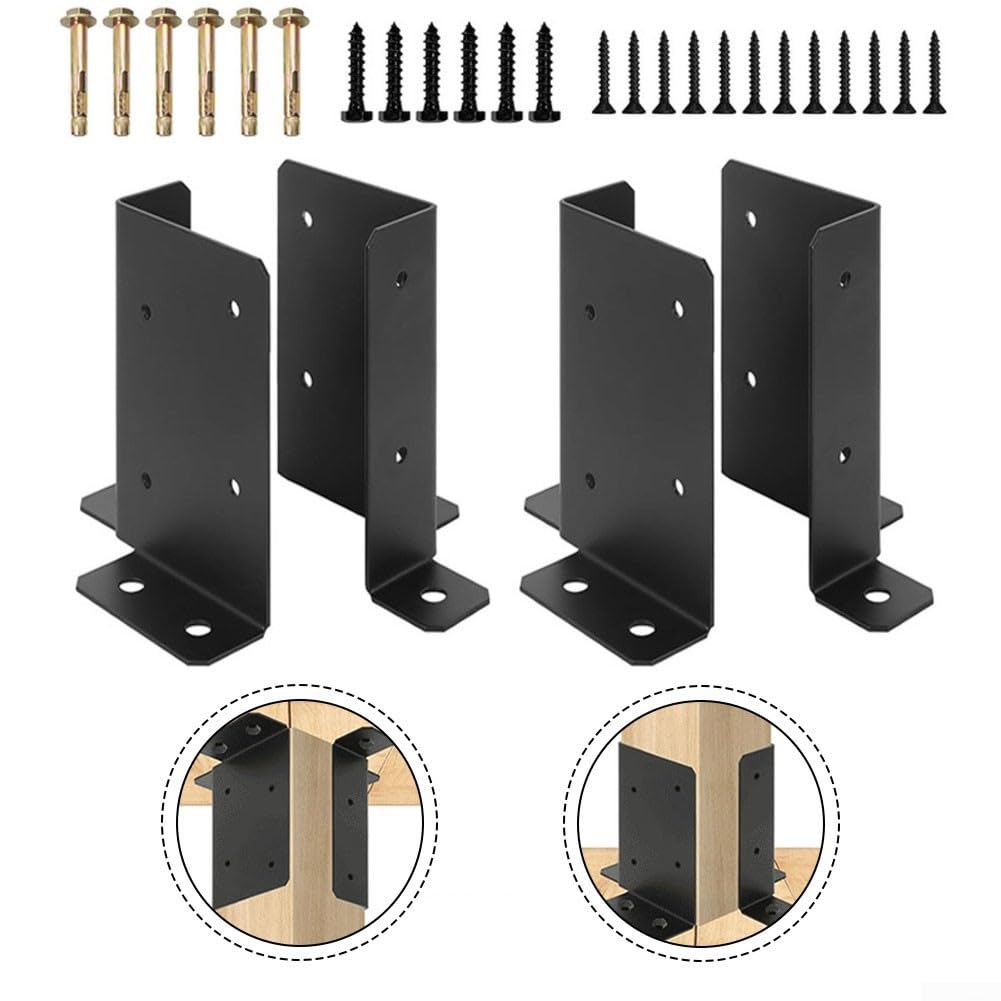 Set di 4 staffe di base regolabili per pali e ponti in legno, supporti di fissaggio in metallo per cassette postali e pergolati con fori e viti preforati
