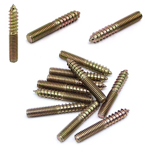 Image of 10Pcs Carbon Steel Double Headed Hanger Bolts 2 inch Length Self-Tapping Screw for Furniture Installation M8x50 Bronze