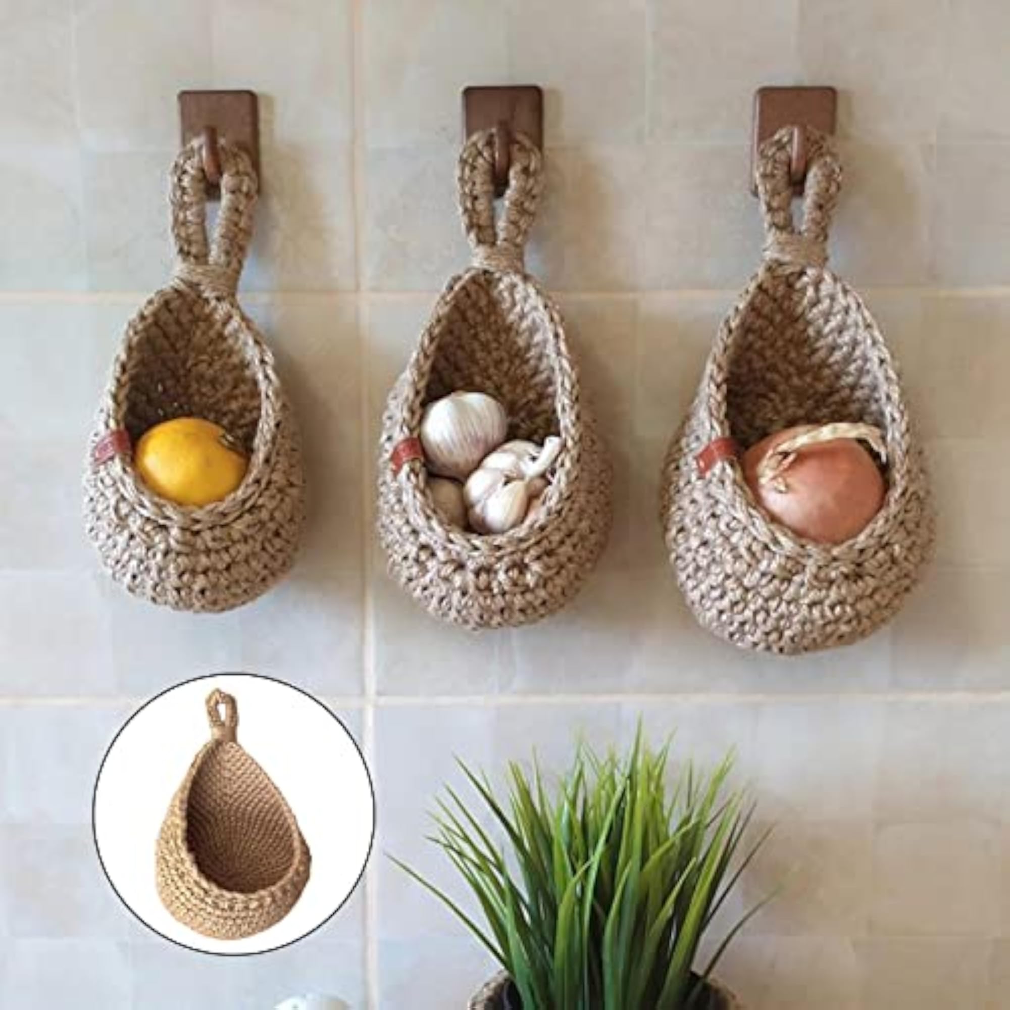 Hanging Vegetable Fruit Baskets Decorative Wall Decor for Kitchen