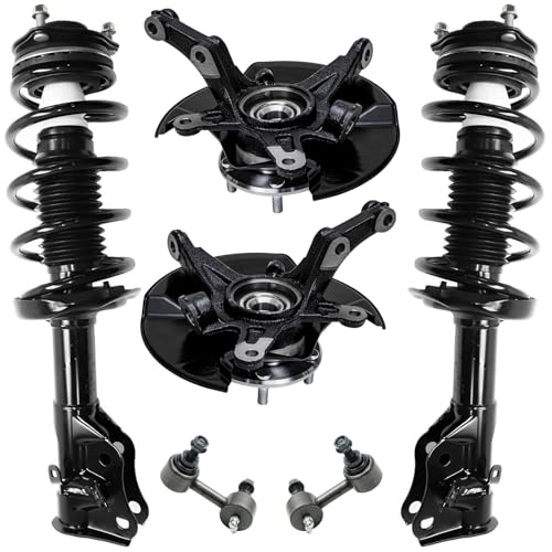 Image of Detroit Axle - Front Steering Knuckles w /Hubs + Quick Struts w /Coil Spring Assembly Sway Bars Replacement for 2006-2011 Honda Civic 1.8L Coupe