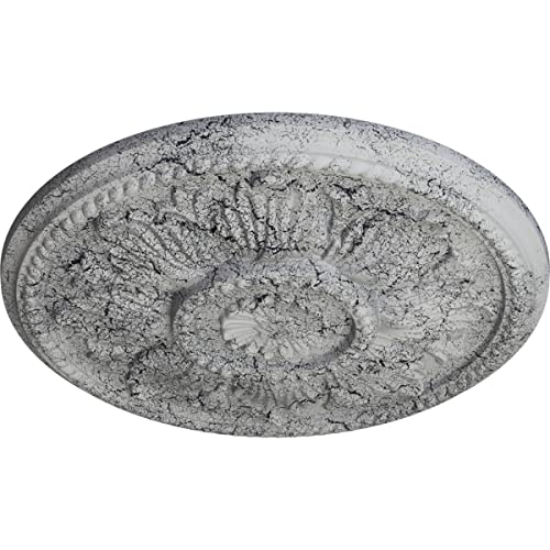 Image of Ekena Millwork CM18EDUWC Edinburgh Ceiling Medallion, 18 inch OD x 1 3 /4 P, Ultra Pure White Crackle