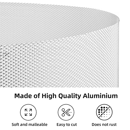 Image of AggAuto 47x16 inches Car Pickup Truck Grill Mesh Spoiler Bumper Vent Aluminum Alloy Automotive Grille Insert Air Intake Racing Rhombic Hole 3x6mm Silver