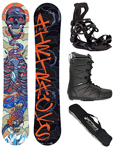 Airtracks Snowboard Set Tavola Diamond Heart Carbon Wide Hybrid Rocker Uomo 150 - Attacchi Master - Scarponi Star Black 42 - SB Bag