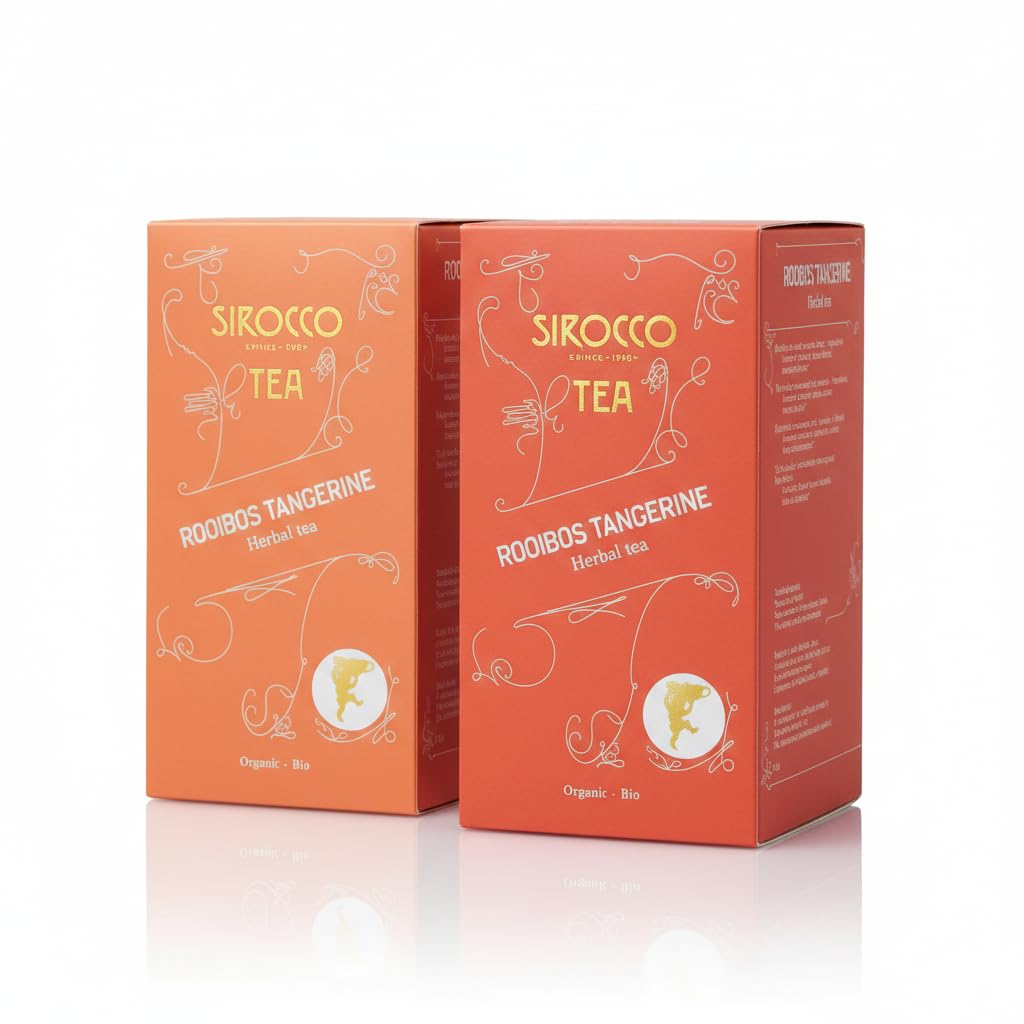 Sirocco Bio Rooibos Tangerine Tee – 20 Sachets koffeinfrei fruchtiger Rooibos Tee mit Tangerine Hibiskus Bio Kräutertee - 40 x 3 g (2 Packungen))