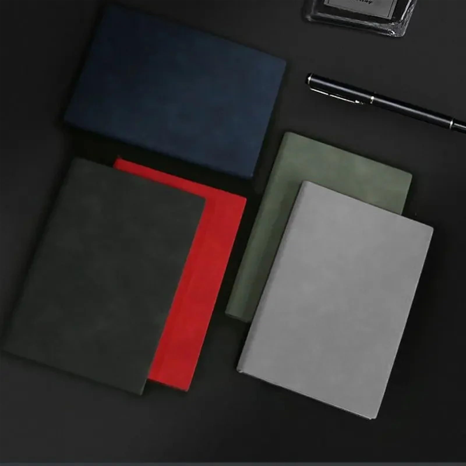 Notizbuch 2Set A5 A6 Notizbuch Leder Büro Tagebuch Notizblock Briefpapier Schülerklasse liniertes 160 Seiten/240 Seiten(Black,A5 240pages)