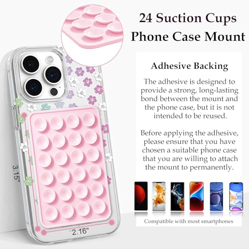 Anteel Silicone Suction Phone Case Mount, Non Slip Sticky Grip for Cellphone, Silicon Adhesive Suction Cup Mount, Strong Grip Holder for Selfies and Videos (BLK&WHT&LPK&TP) - image 6